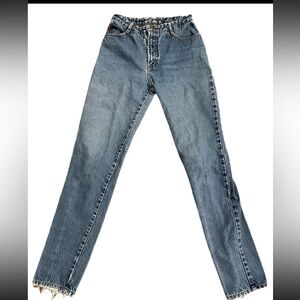 BONGO Y2K mom jeans high waist tapered leg slashed thrashed junior size XL/7 32”